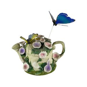 Vintage Music Box Watering Can w/Floating Butterflies & Flowers-AGC Inc-Rare HTF